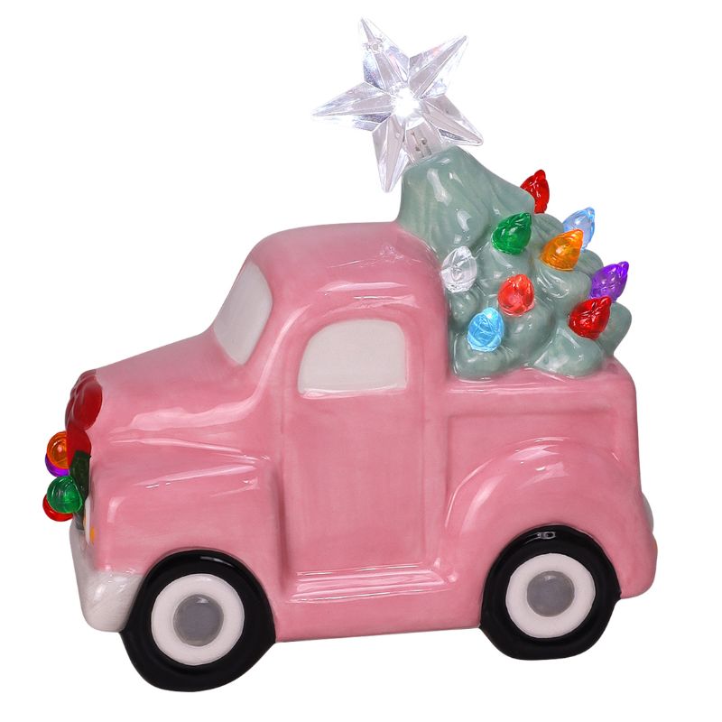 Ceramic Pink Truck w/Tree 4.75"